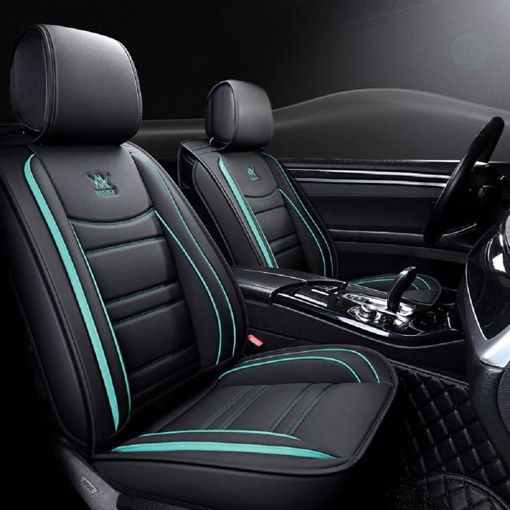 Black-White Leather Car Seat Covers 5 Seats Full Set C4461