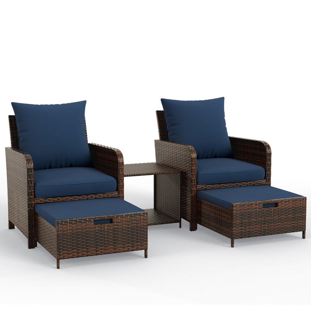Navy 5 Piece PE Wicker Patio Furniture Set G6866