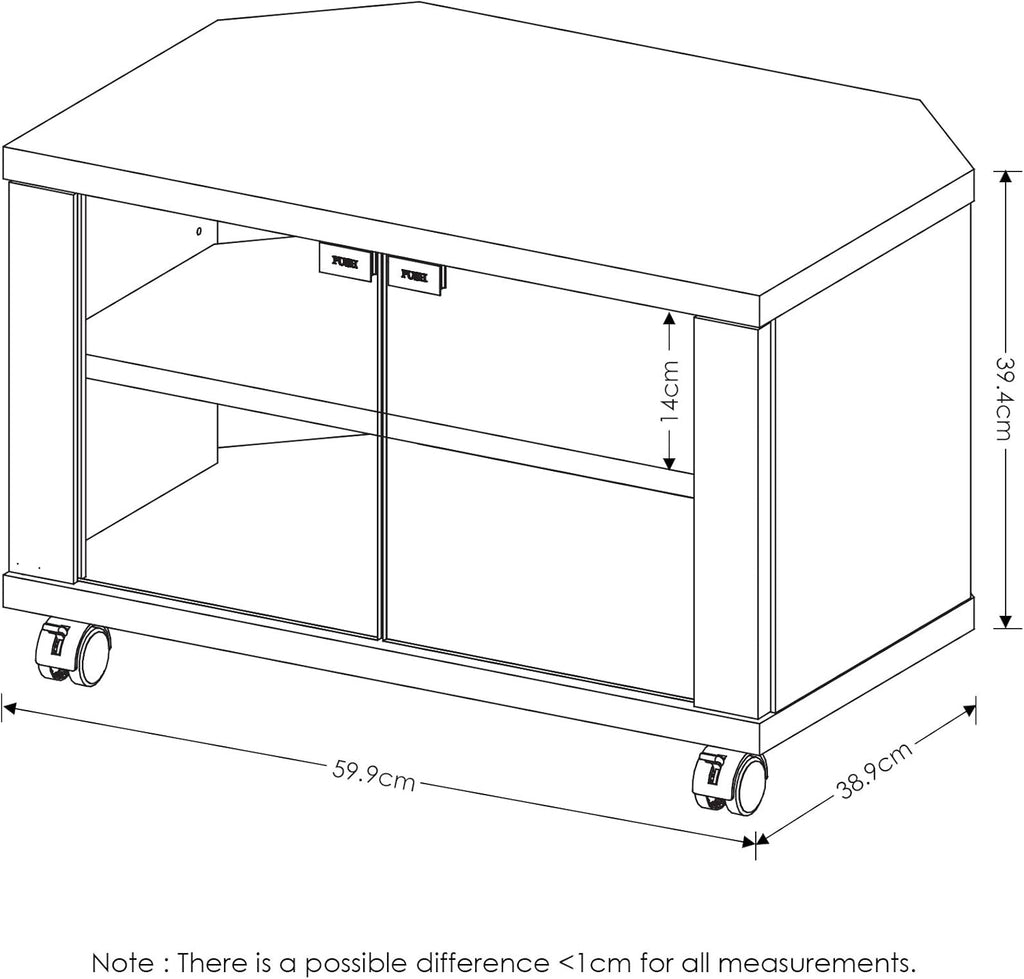 3-Tier TV Stand with Glass Doors and Casters, Espresso Y353