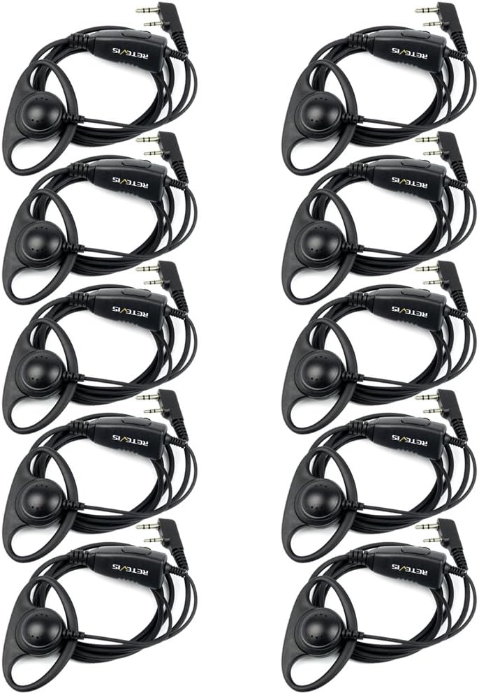 Case of 10 2 Pin D-Type Headset for 2 Way Radios P72069