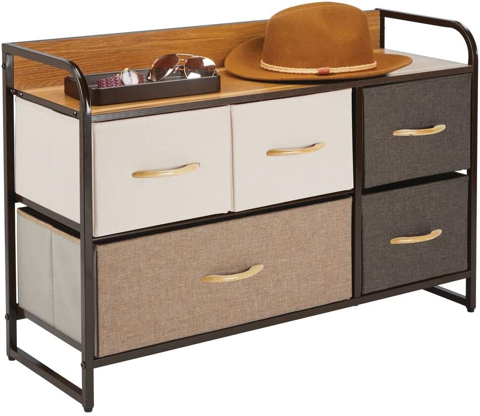 Horizontal Storage Dresser Unit with 5 Removable Fabric Drawers P324