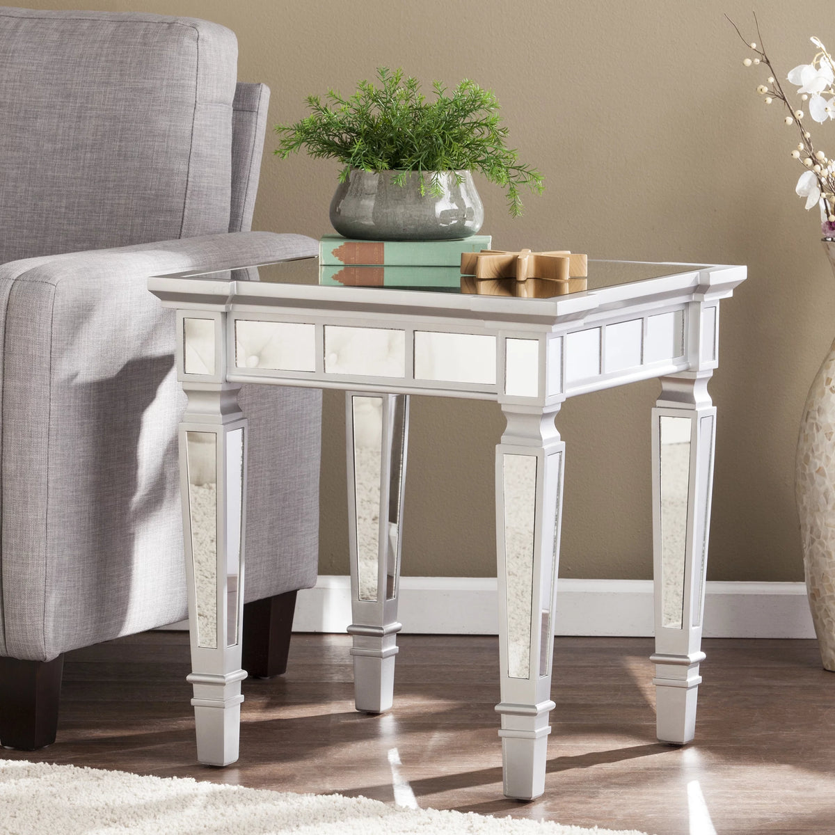 Mirrored Square End Table A9618