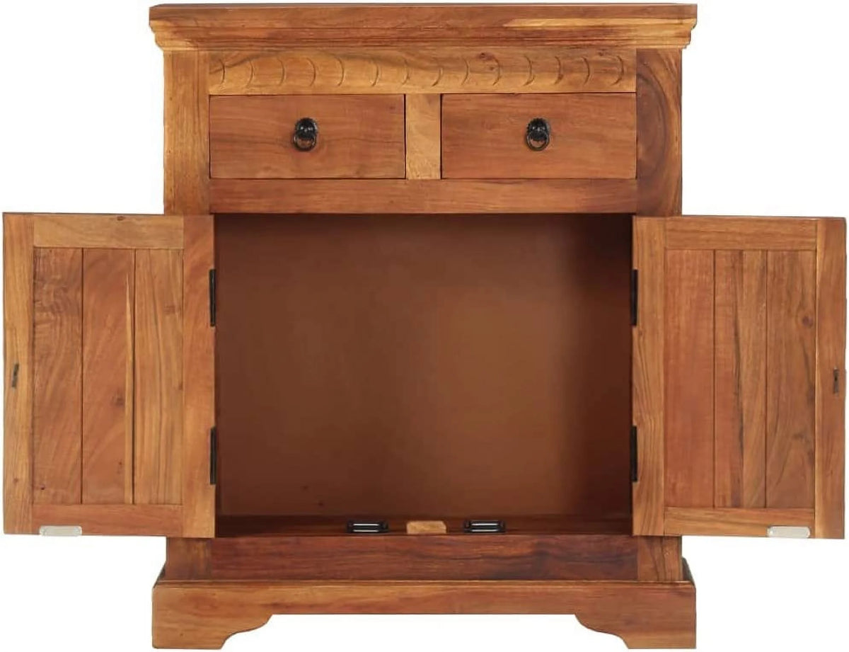 Solid Acacia Wood Sideboard Cabinet with 2 Drawers and 2 Doors H584