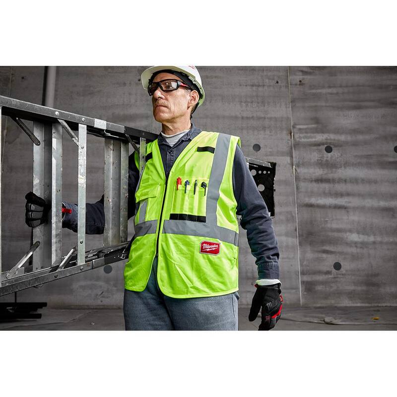 Yellow Class 2 High Visibility Safety Vest with 10 Pockets 12-Pack X239414