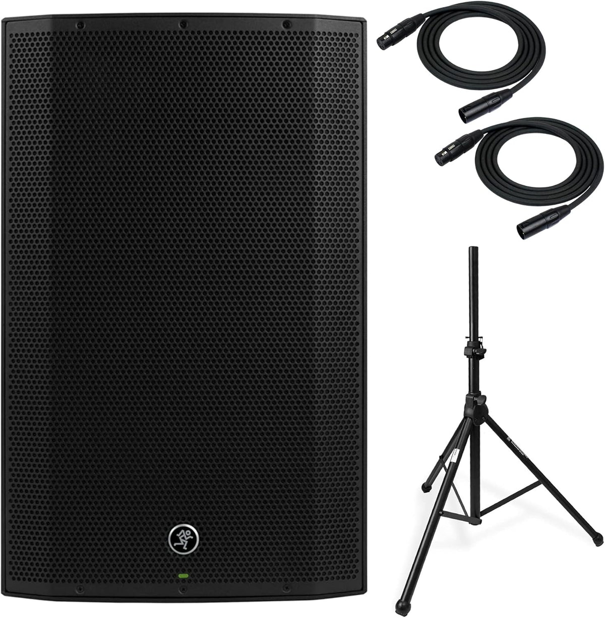 15-Inch Powered Loudspeaker Bundle with Tripod Stand & 2 XLR Microphone Cables B704