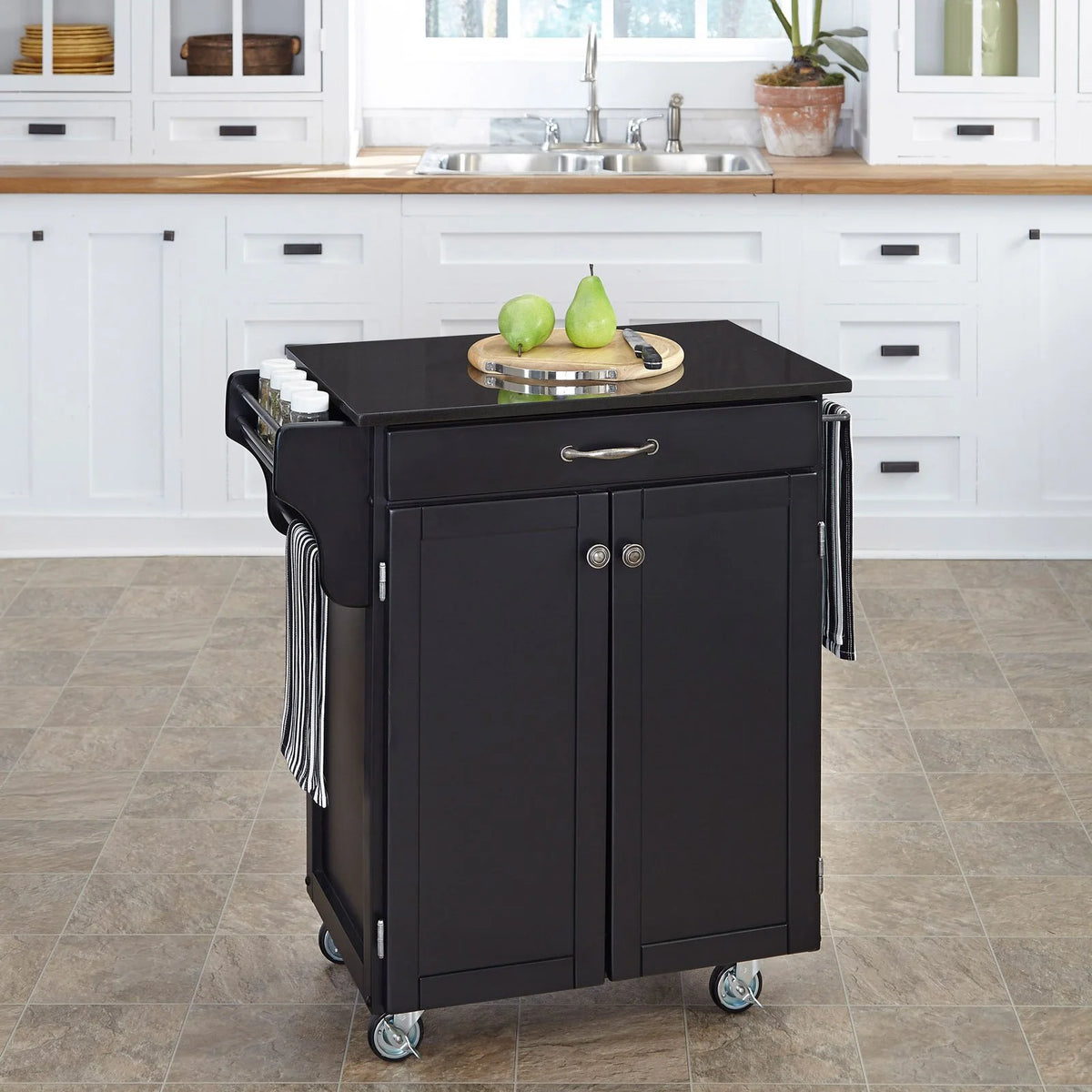 Off White Wood Kitchen Cart I978123