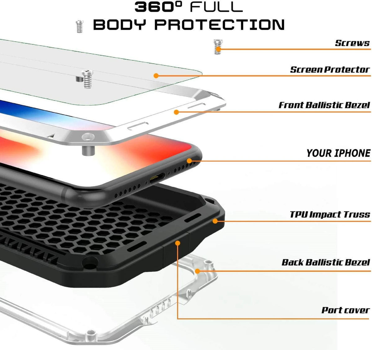 Heavy Duty Shockproof Aluminum Metal Case for iPhone 6 Plus B837