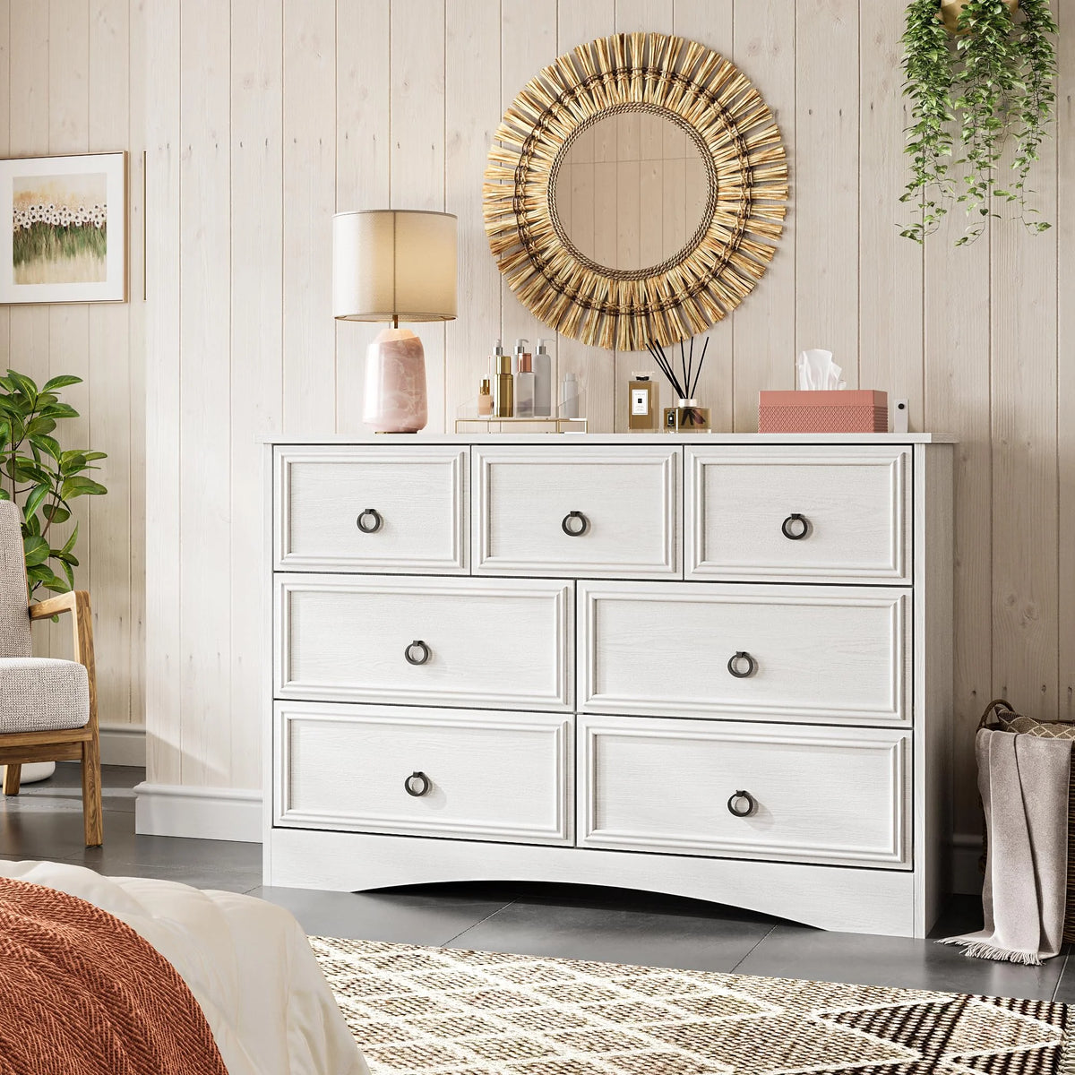 Gray 7 Drawer Wood Dresser Q75288