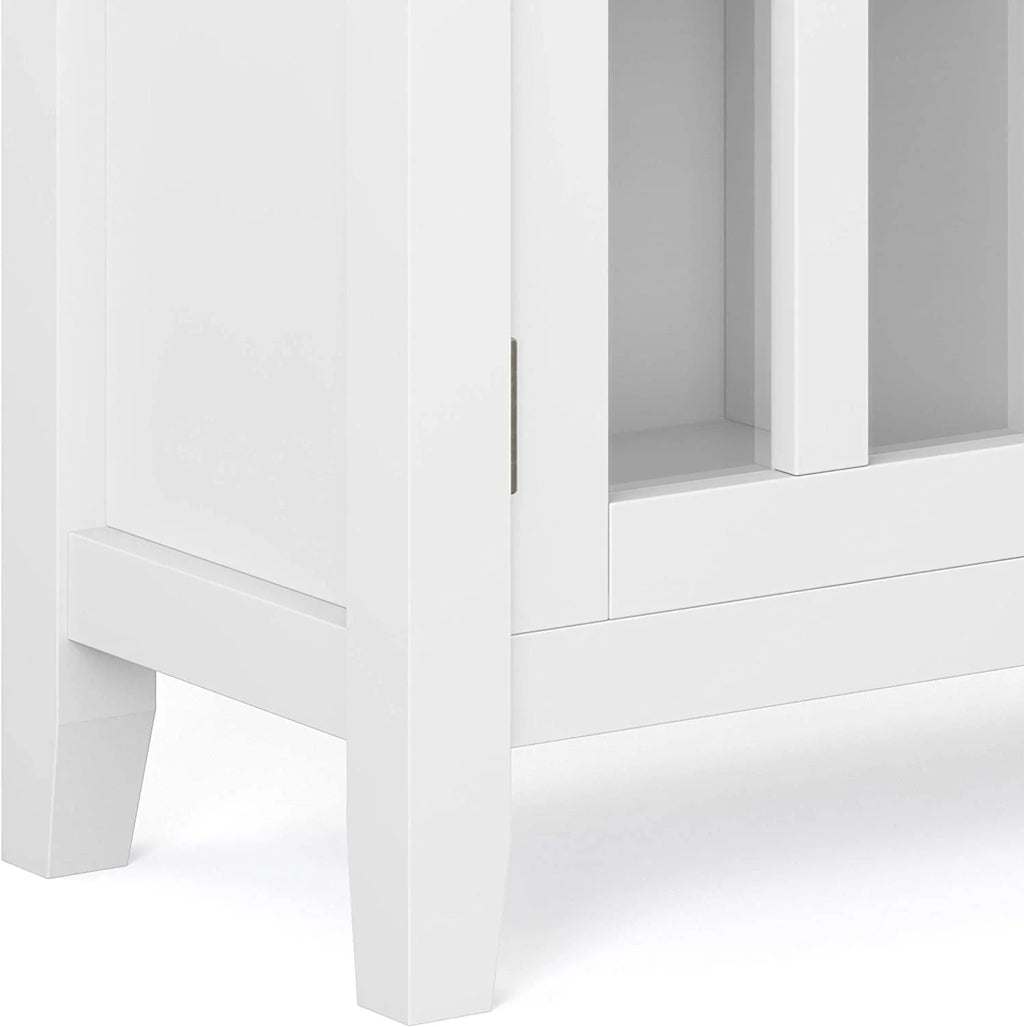 White 30 inch Low Storage Cabinet with 2 Tempered Glass Doors X26925