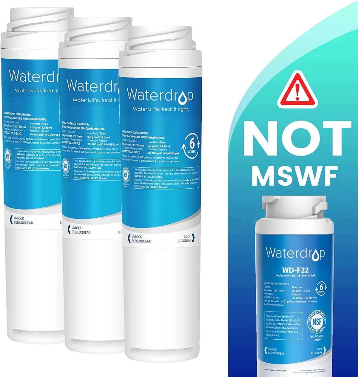 6 Pack Refrigerator Water Filter B9709