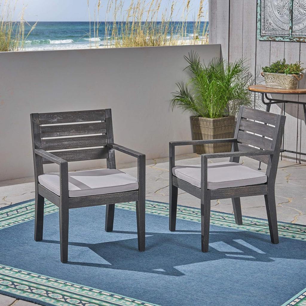 Acacia Wood Outdoor Dining Chairs Set Of 2 Z2601