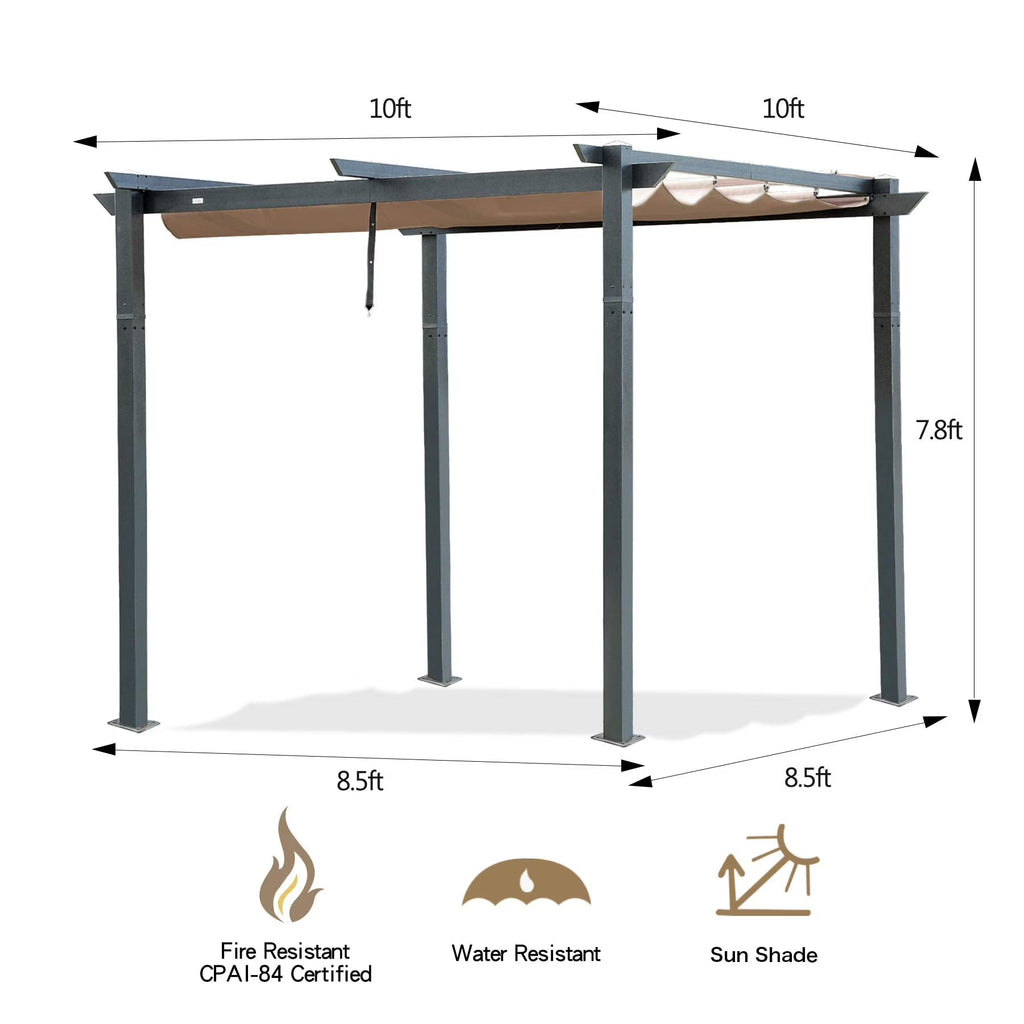 Retractable Pergola with Weather-Resistant Aluminum Canopy W7149