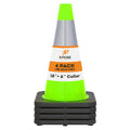 Lime Green PVC Traffic Cone with Reflective Collar, 4 Pack Q3837