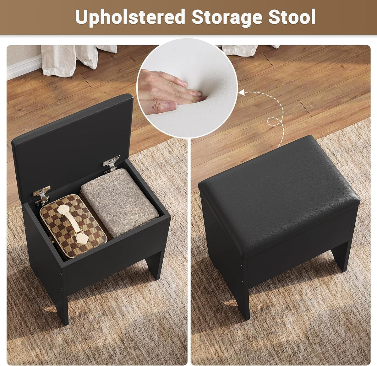 Black Makeup Desk with Lighted Mirror and Charging Station V393582