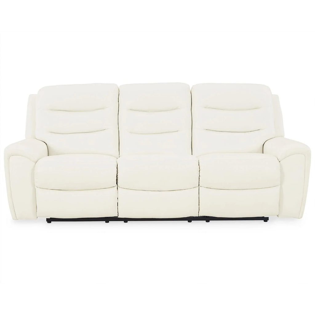 White Faux Leather Power Reclining Sofa L832