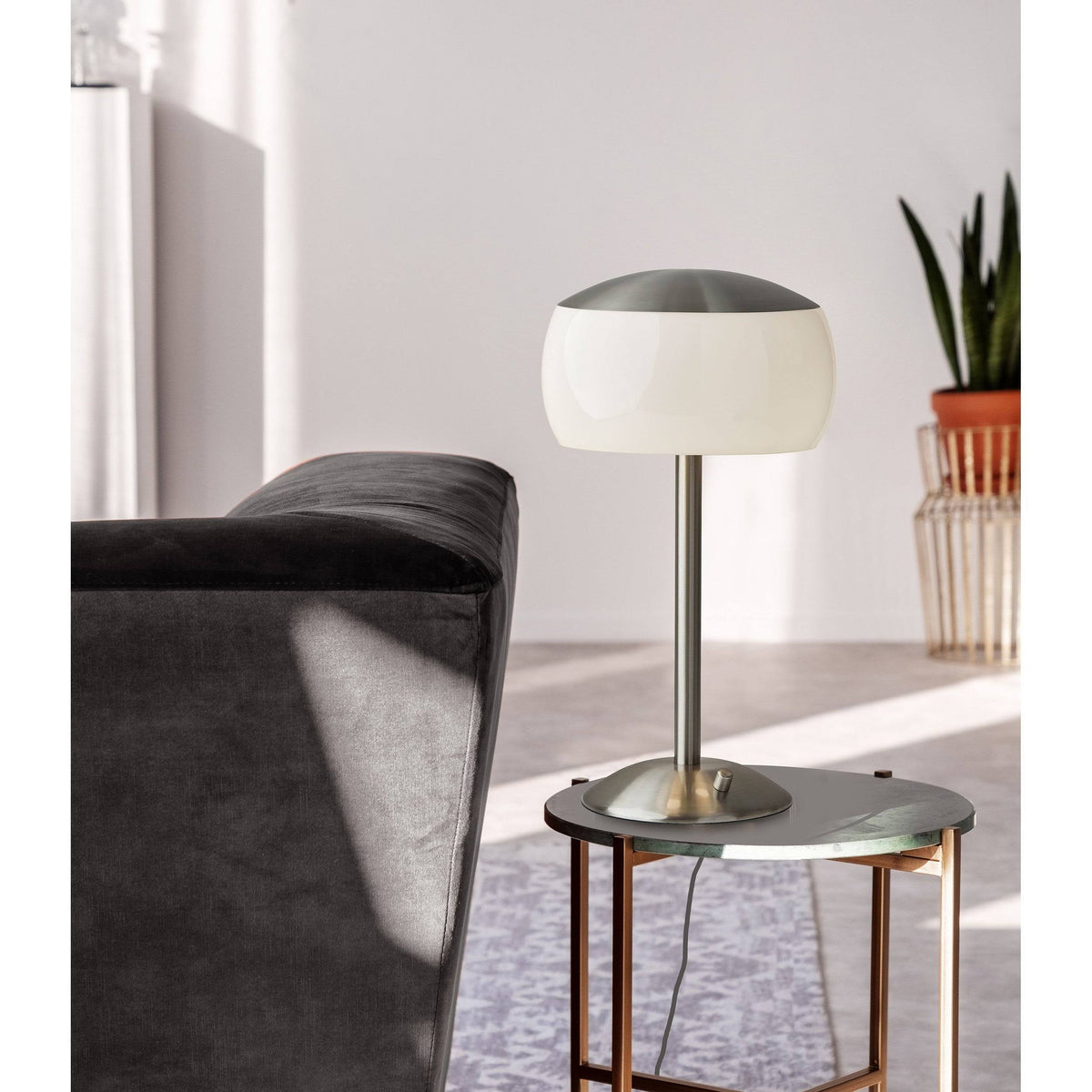 Milk White Brushed Steel Desk Lamp S459