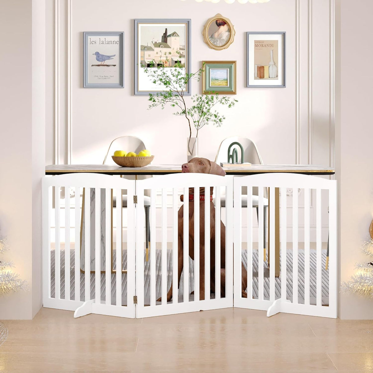 White 72" Tall 30" Wooden Pet Gate I81273