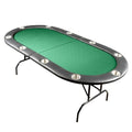 10-Person Foldable Poker Table with Speed Cloth and Stainless Steel Cupholders (Green, 84 Inch) G4028