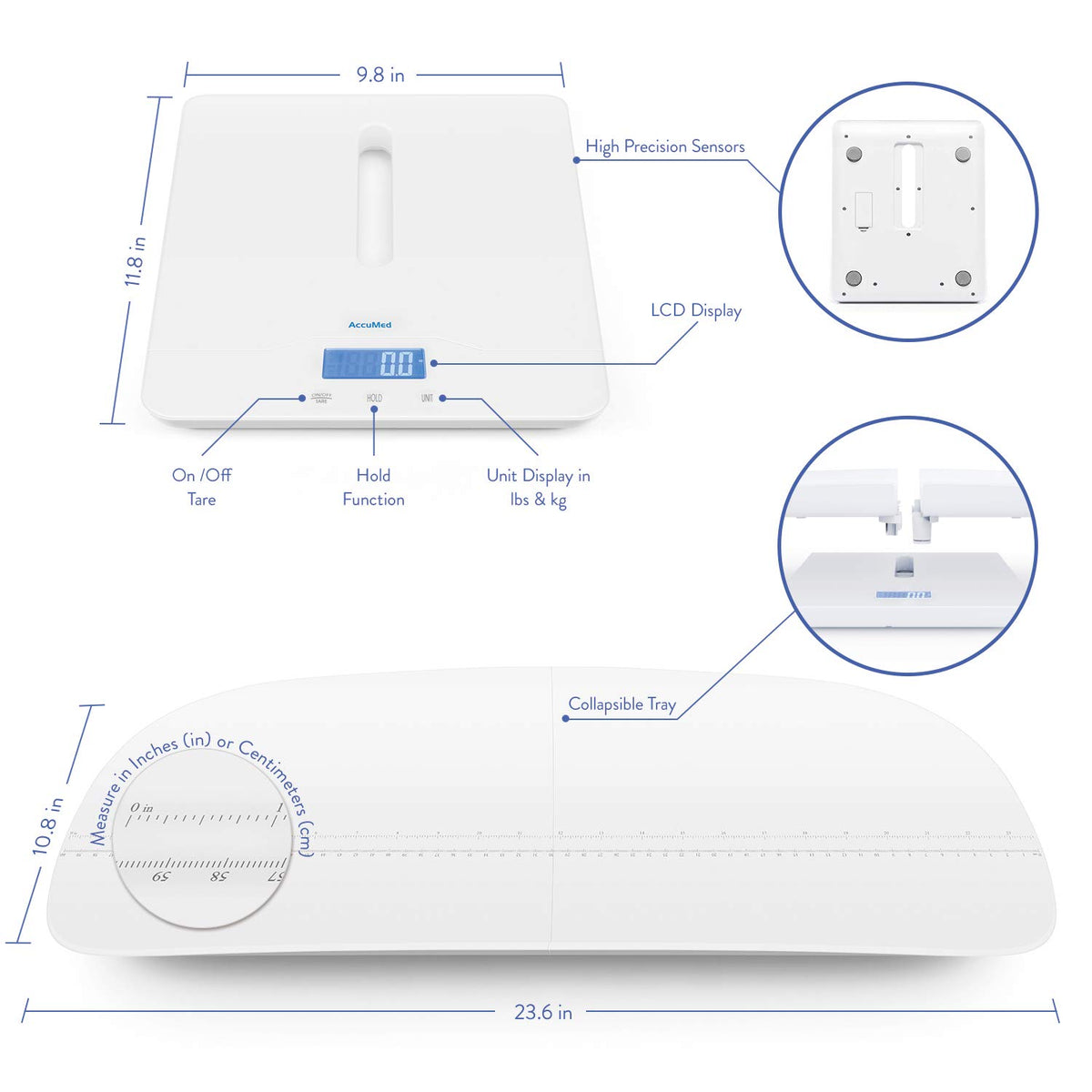 Baby Scale, Pet Scale, Toddler Scale, Digital Scale, Blue Backlight L980379