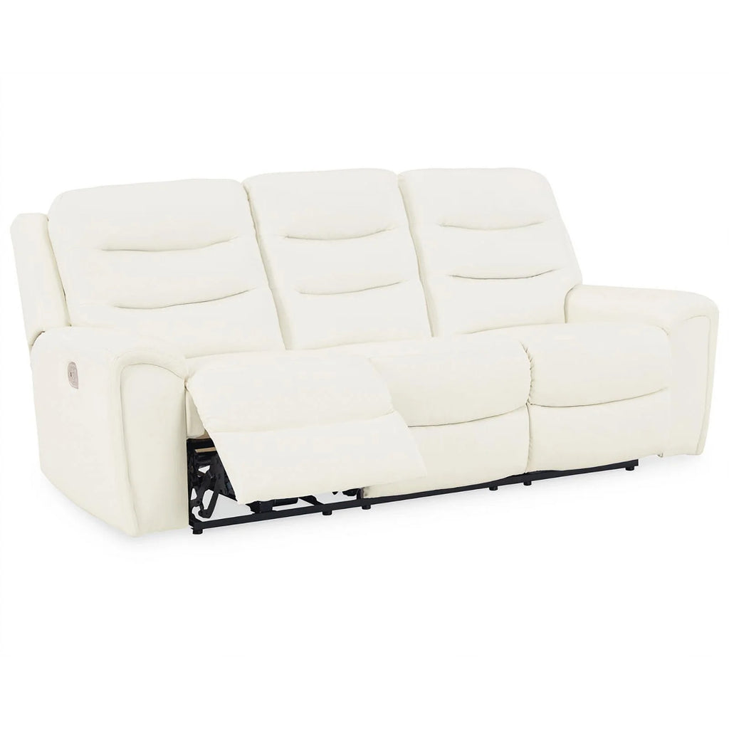 White Faux Leather Power Reclining Sofa L832