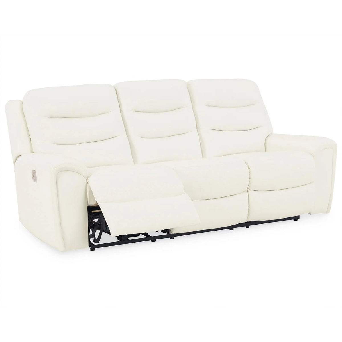 White Faux Leather Power Reclining Sofa L832