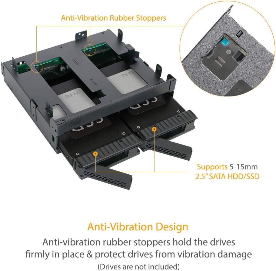 2 x 2.5 SAS/SATA HDD/SSD Mobile Rack + Slim Optical Drive Slot for 5.25 Bay S390