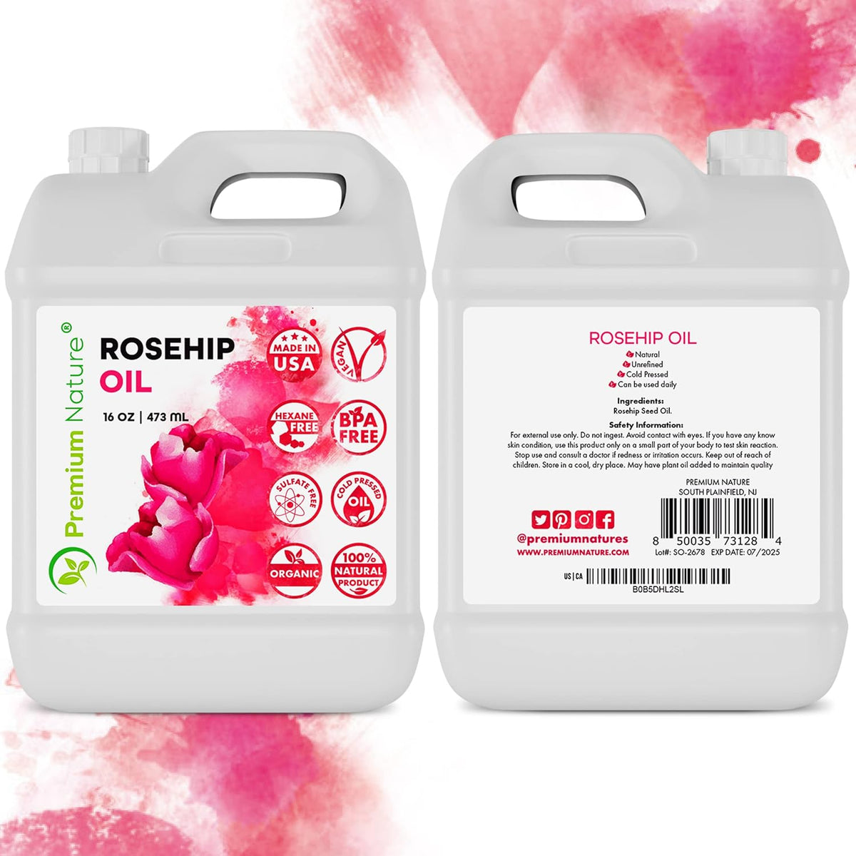16oz Cold Pressed Unrefined Rose Hip Seed Oil G1006