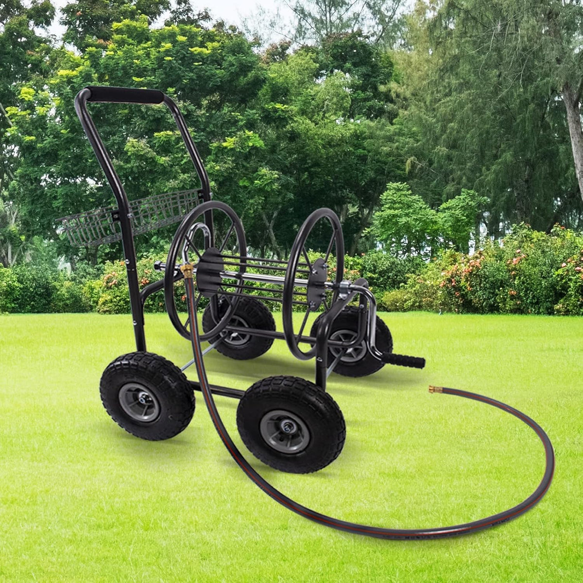 Garden Hose Reel Cart with 4 Wheels, 250-Feet Capacity G913139