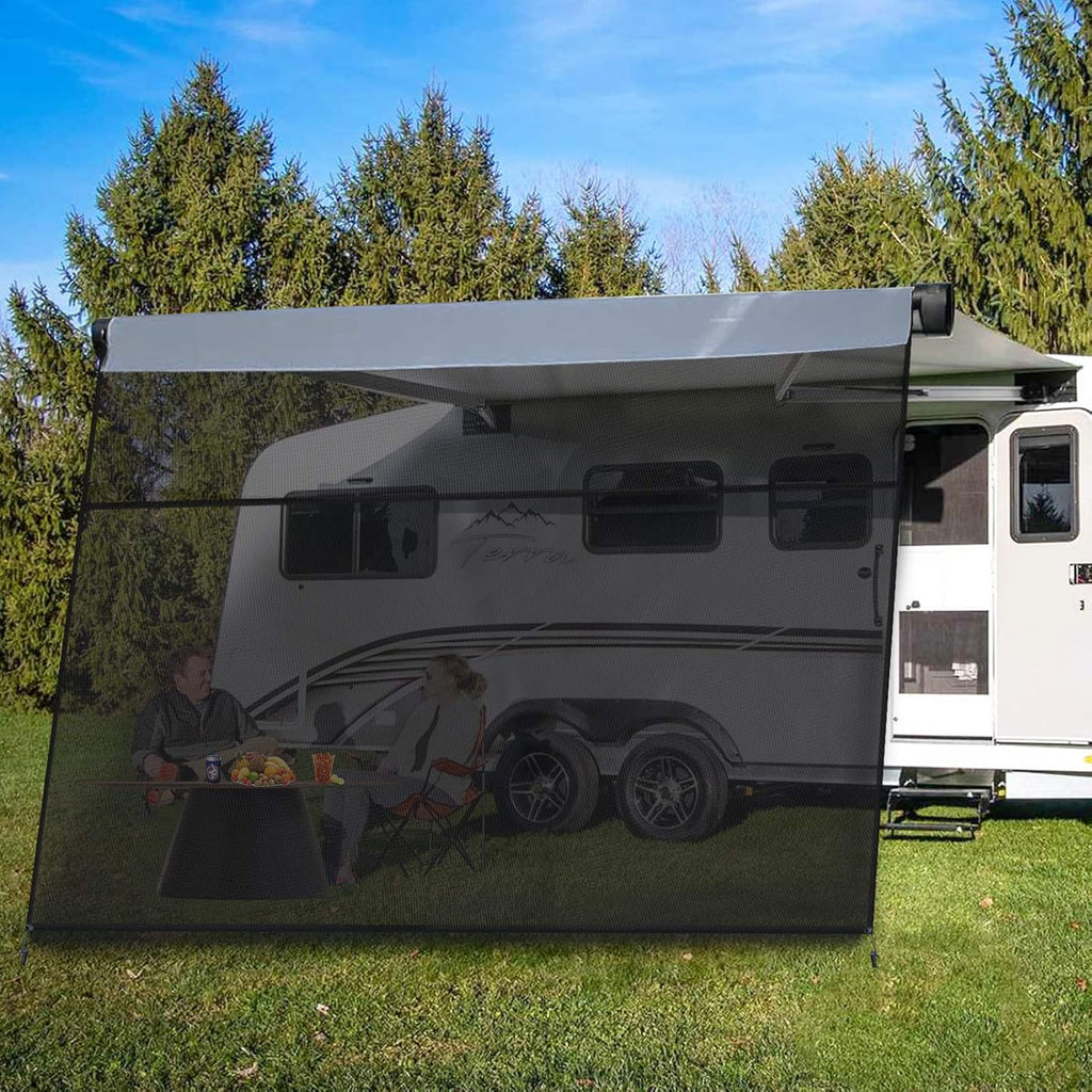 Black Mesh RV Awning Shade Screen with Zipper 10' x 9' Y296