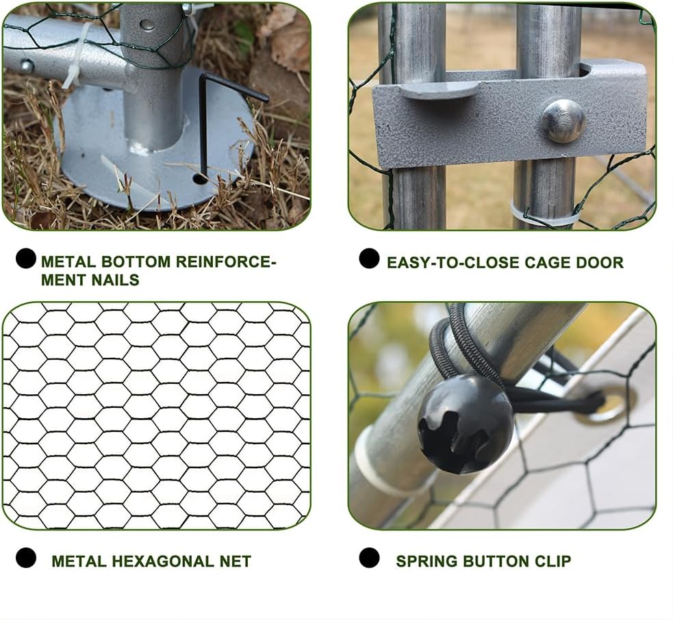 Large Metal Chicken Coop with Waterproof Cover (XL) Q42404