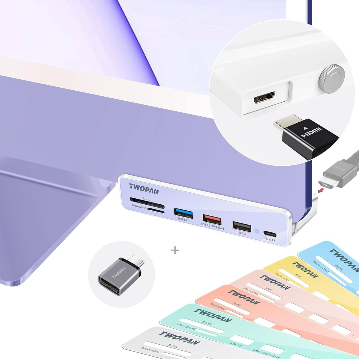 USB C Hub Multiport Adapter 7 in 1 with HDMI Micro/SD Card Readers B499