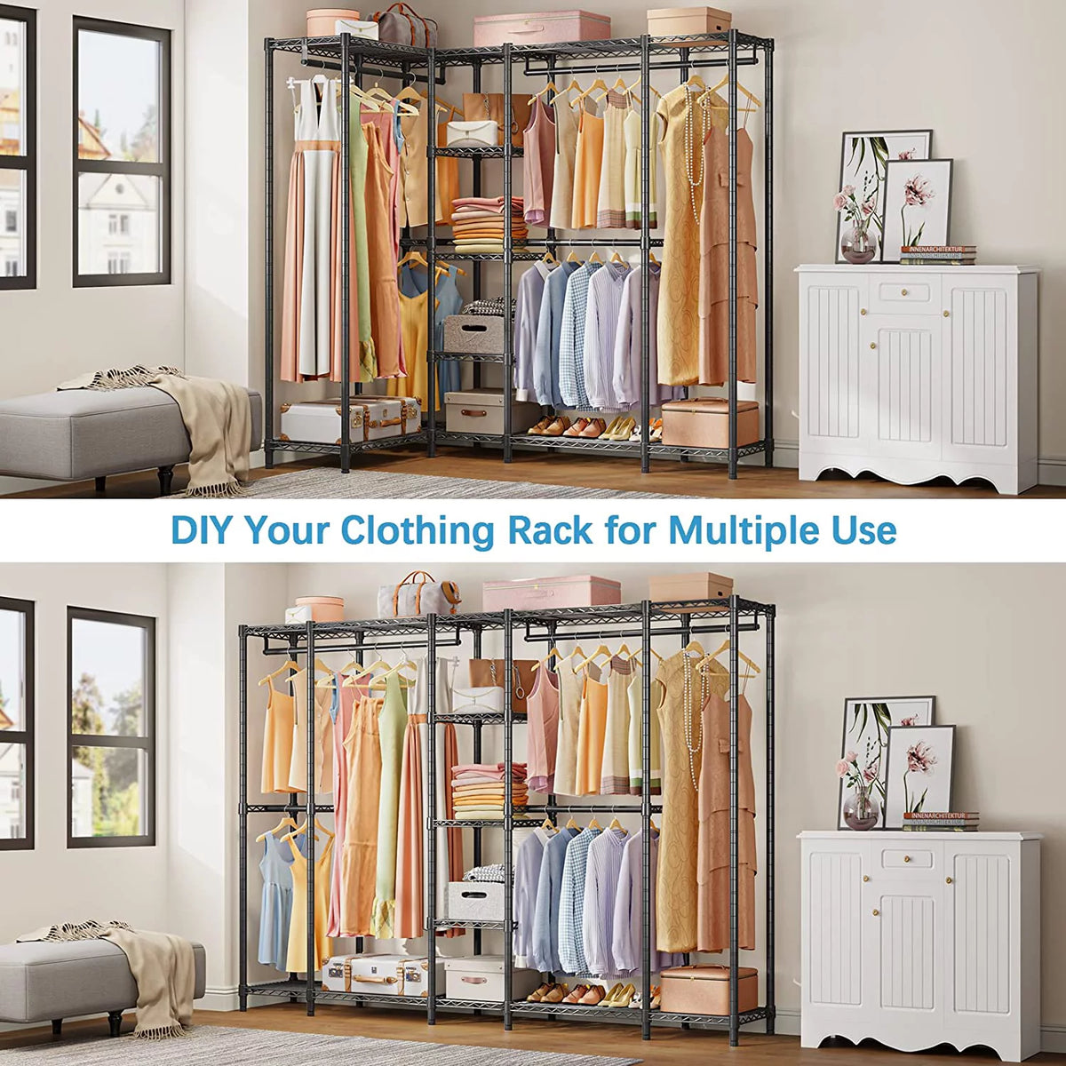 Black Freestanding Metal Clothes Rack N45426