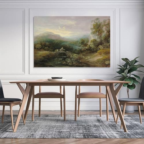 Mountain Landscape with Bridge Canvas Wall Art W147