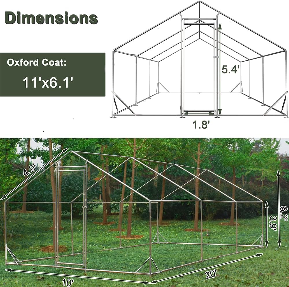 Large Metal Chicken Coop with Waterproof Cover (XL) Q42404