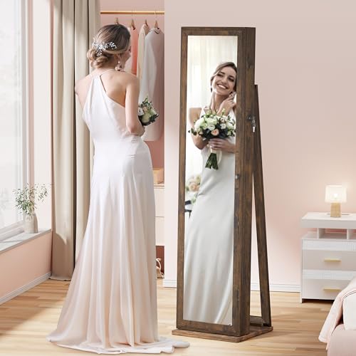 Brown Jewelry Cabinet with Full-Length Mirror G815121
