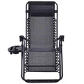 Folding Metal Outdoor Lounge Chair in Black 2-Pack P2268