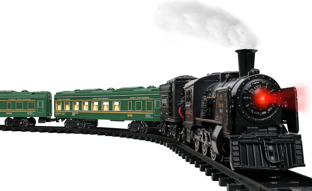 Metal Alloy Electric Train Set with Steam Locomotive, Passenger Carriages & Tracks J14093
