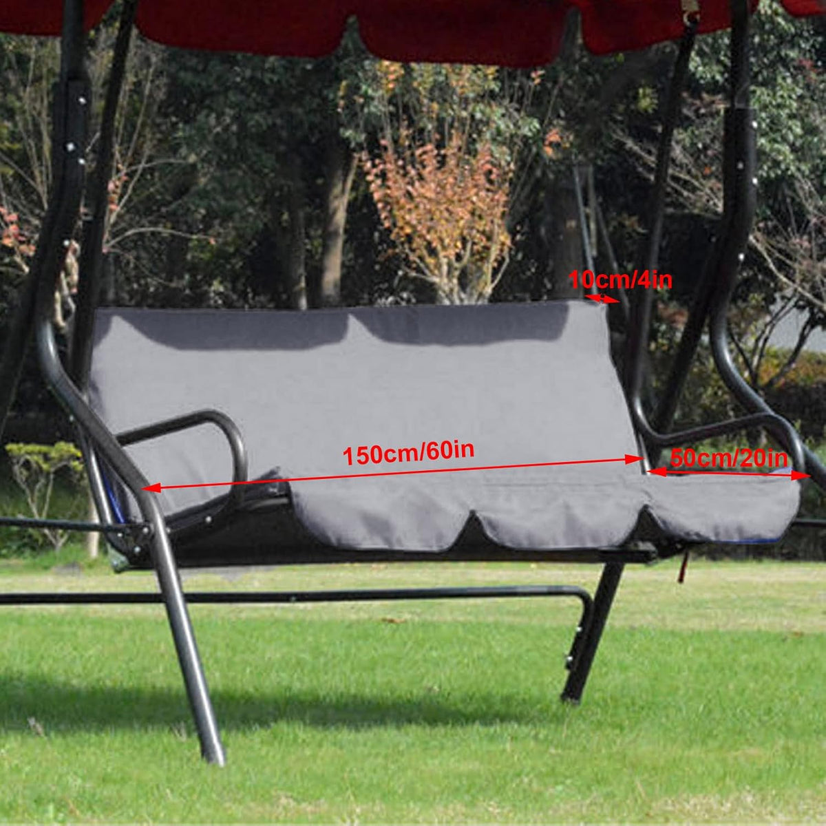 3 Seats Outdoor Canopy Swing Glider with Cushion Cover (Grey) U166