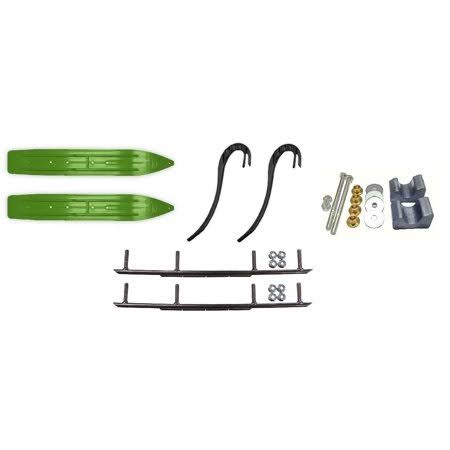 Green Snowmobile Skis with 8 inch Round Bars I47529