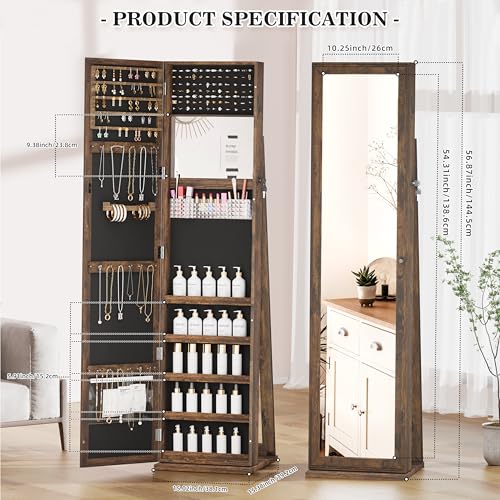 Brown Jewelry Cabinet with Full-Length Mirror G815121