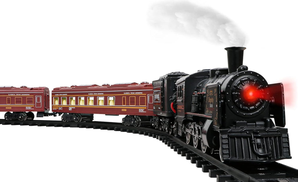 Metal Alloy Electric Train Set with Steam Locomotive, Passenger Carriages & Tracks J14093