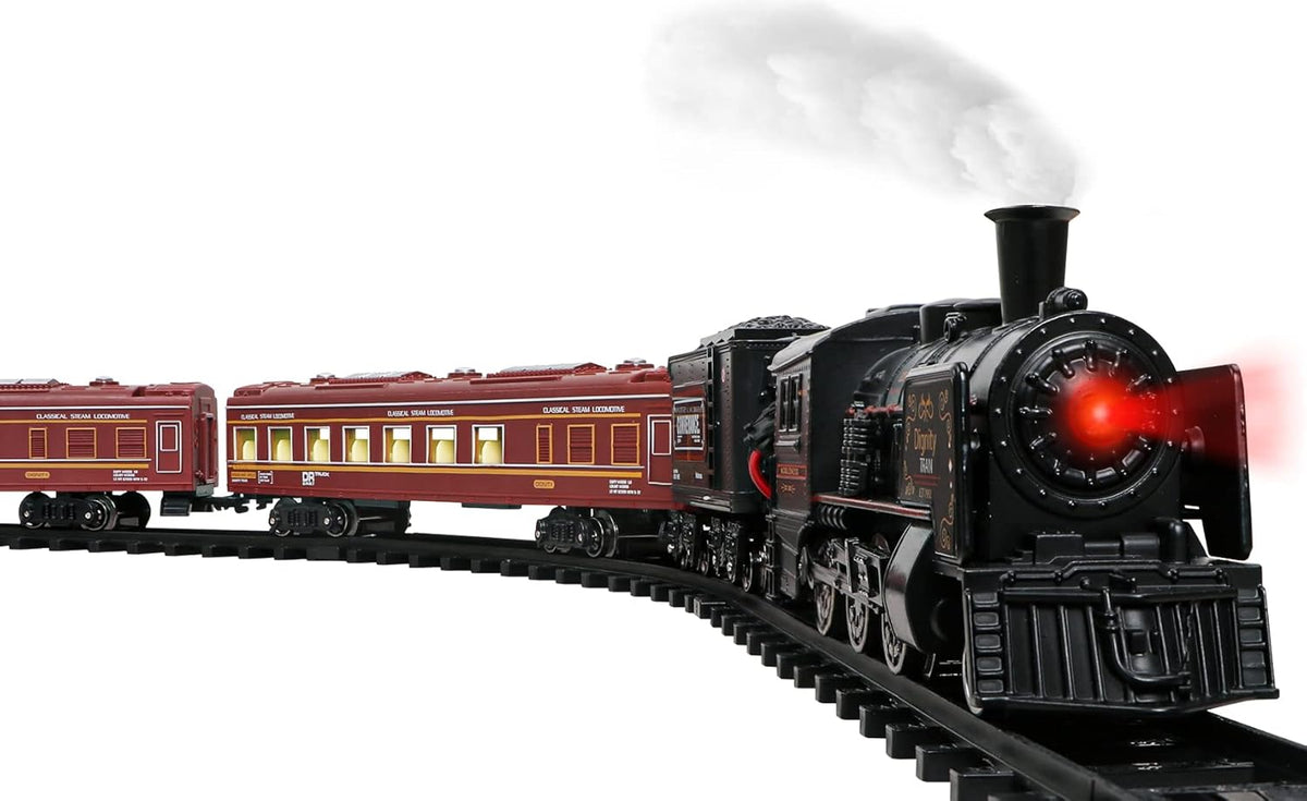 Metal Alloy Electric Train Set with Steam Locomotive, Passenger Carriages & Tracks J14093