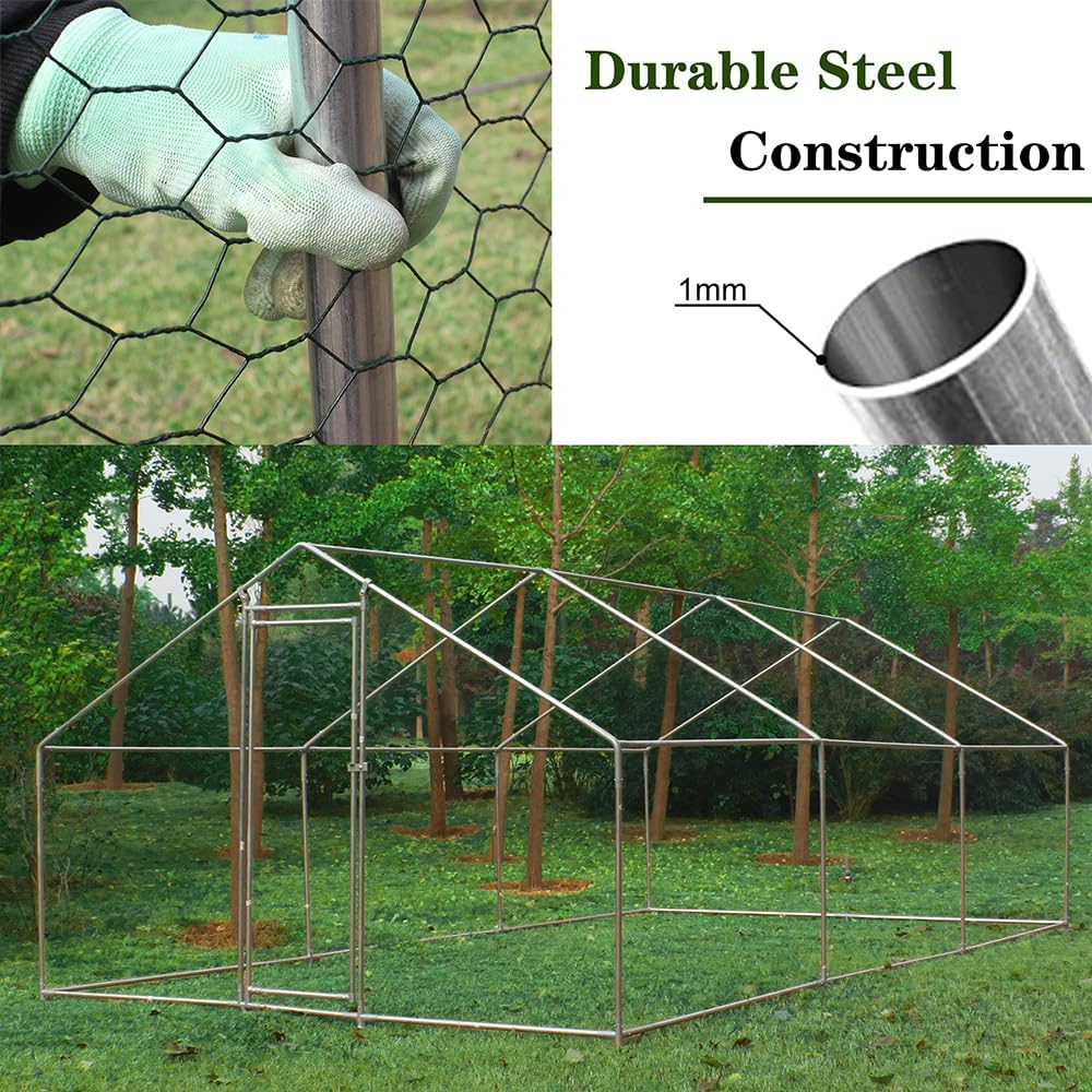 Large Metal Chicken Coop with Waterproof Cover (XL) Q42404