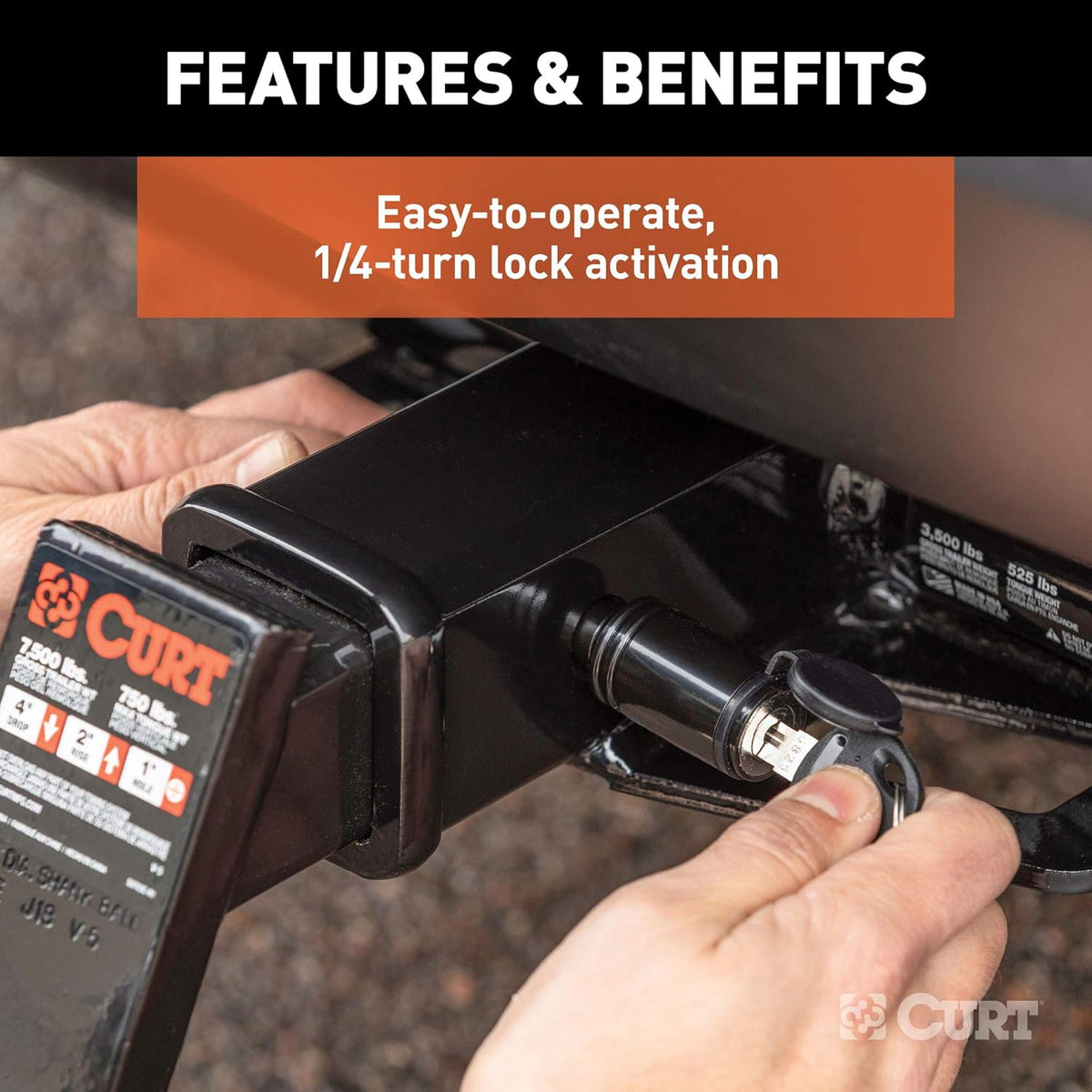 Black 5/8-Inch Pin Diameter Trailer Hitch Lock R673154