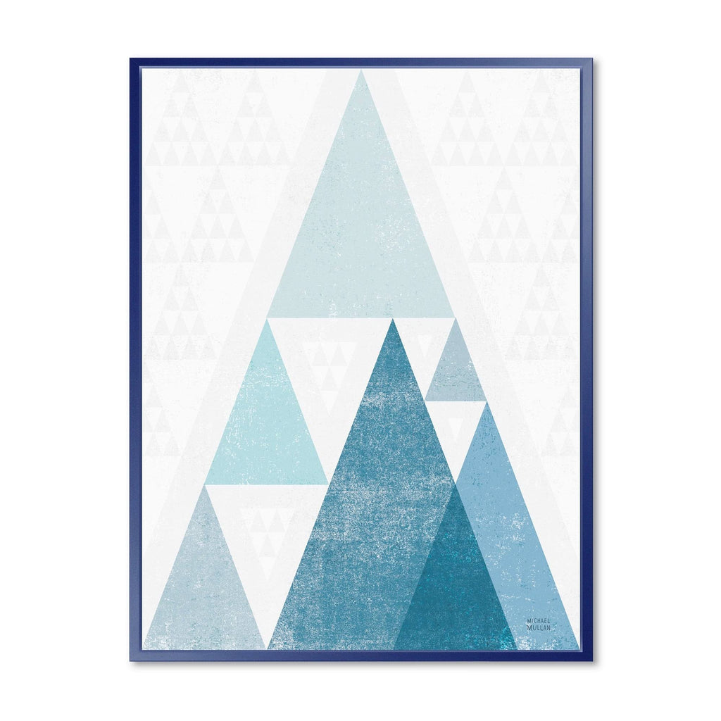 Minimal Triangles III Blue Framed Canvas I945008