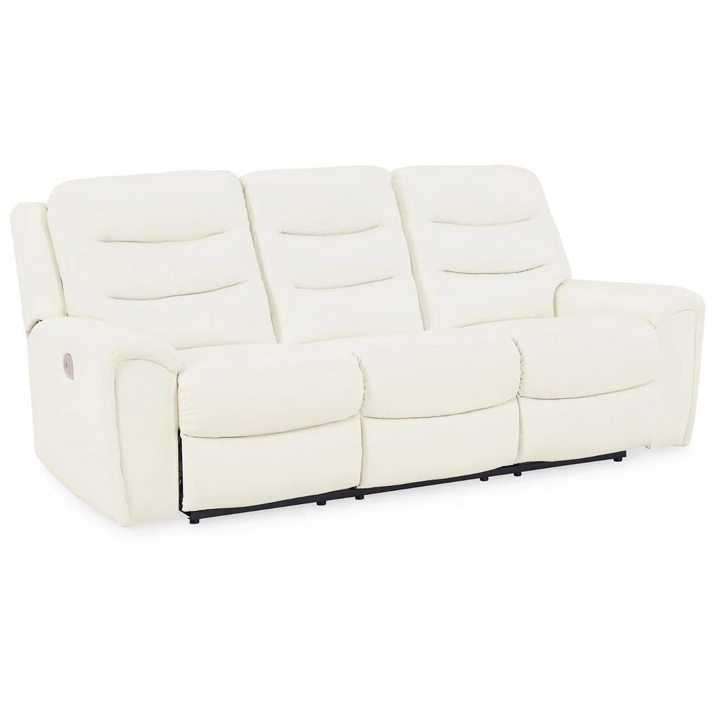 White Faux Leather Power Reclining Sofa L832