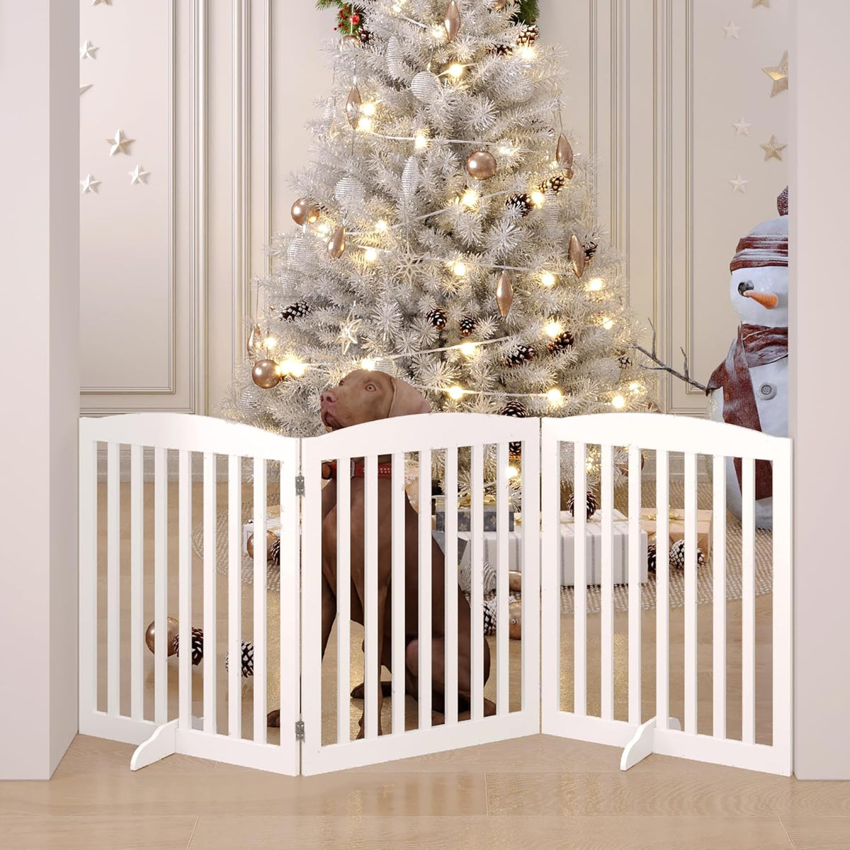 White 72" Tall 30" Wooden Pet Gate I81273