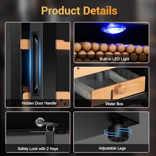 35L 250 Counts Thermostatic Desktop Humidor Cabinet V66200
