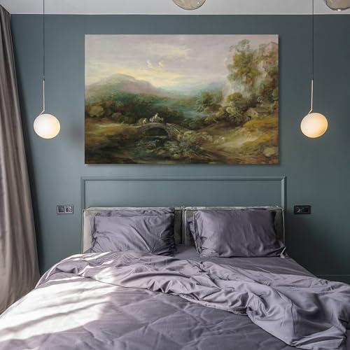 Mountain Landscape with Bridge Canvas Wall Art W147