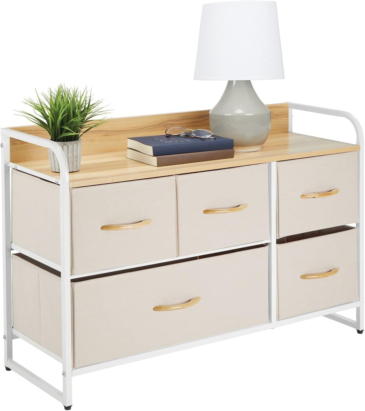 Horizontal Storage Dresser Unit with 5 Removable Fabric Drawers P324